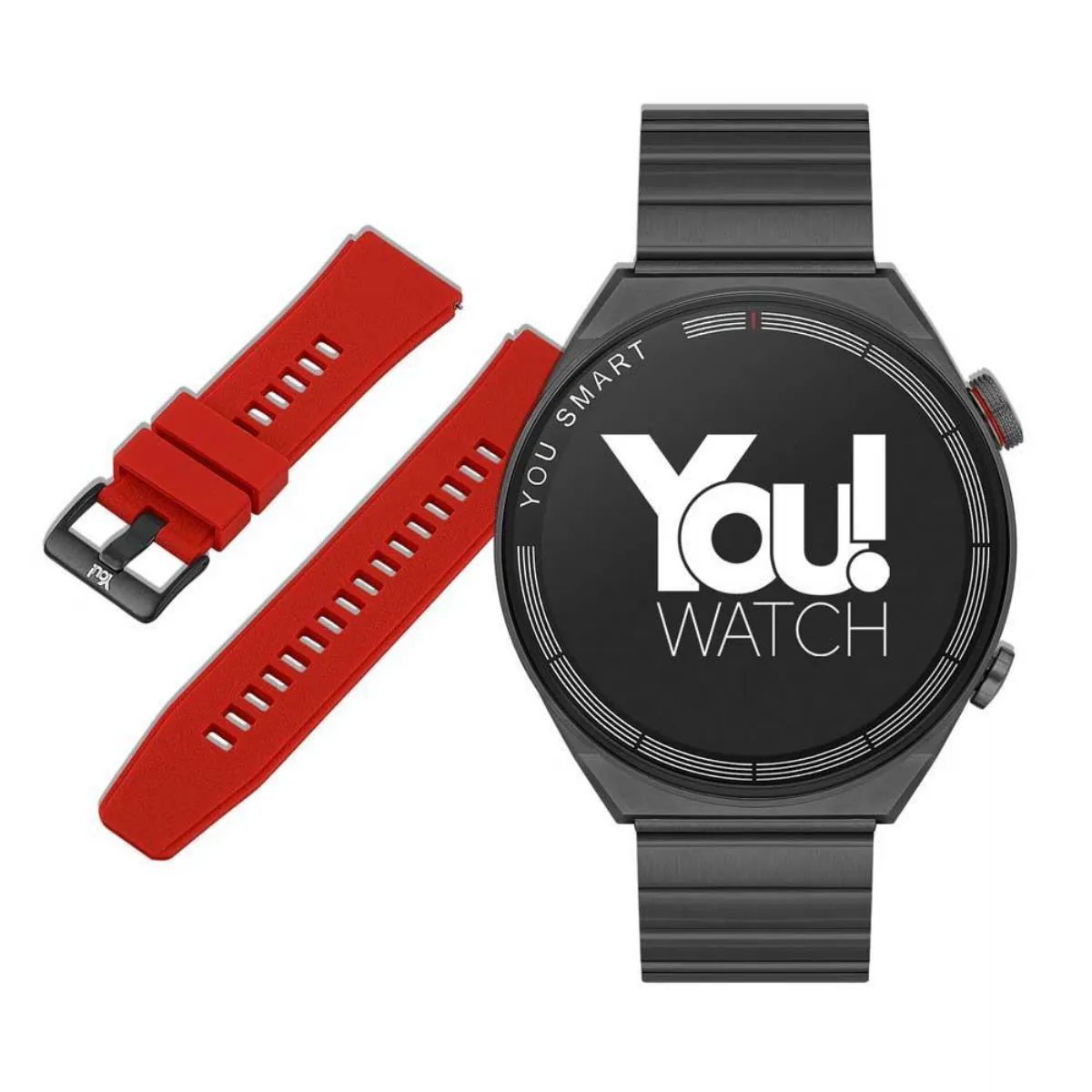 You Watch R13-AR134 You Smart Black Metal & Red Silicon Unisex Kol Saati