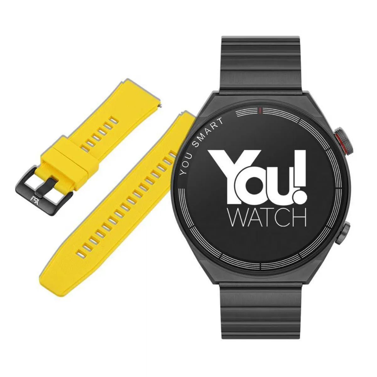 You Watch R13-AR135 You Smart Black Metal & Yellow Silicon Unisex Kol Saati